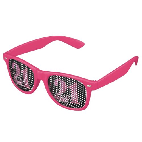 21 and Legal  Fun Pink Faux Glitter 21st Birthday Retro Sunglasses