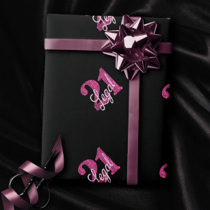 21 and Legal   Fun Pink Faux Glitter 21st Birthday Wrapping Paper
