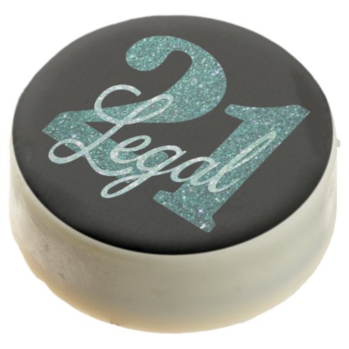 21 and Legal  Green Faux Glitter 21st Birthday Chocolate Covered Oreo