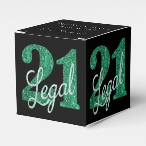 21 and Legal  Green Faux Glitter 21st Birthday Favor Boxes
