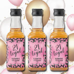 21 and Legal Pink Black Leopard Personalized Mini Liquor Bottle Label<br><div class="desc">Celebrate turning 21 and legal with this elegant faux pink foil overlay on a pink and black leopard animal print pattern mini liquor bottle label. CHANGE the wording for your occasion. MATCHING items in our store.</div>