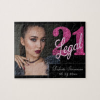 21 and Legal | Pink Faux Glitter Photo Keepsake