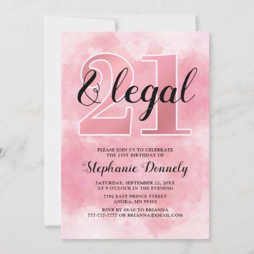 21 and legal pink invitation