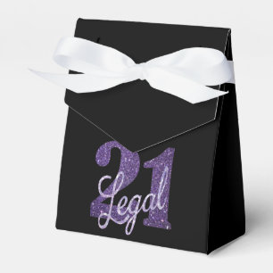 21 and Legal Purple Faux Glitter 21st Birthday Favor Boxes