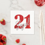 21 and Legal | Red Faux Glitter 21st Birthday Napkins<br><div class="desc">Being 21 and finally legal is a huge milestone! This glam grunge-inspired "21 and Legal" birthday theme features a faux glitter with script overlay for the perfect way to celebrate and memorialize the event. For customizations or other colors, please visit JustFharryn @ Zazzle.com or contact the designer c/o fharryn@yahoo.com #zazzlemade...</div>