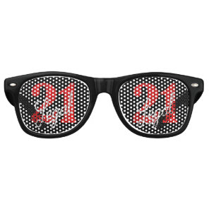 21 and Legal | Red Faux Glitter 21st Birthday Retro Sunglasses
