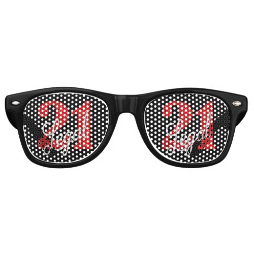 21 and Legal  Red Faux Glitter 21st Birthday Retro Sunglasses