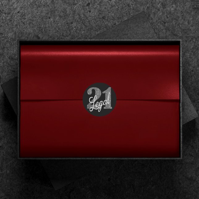 21 and Legal | Silver Faux Glitter 21st Birthday Classic Round Sticker (Creator Uploaded)