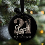 21 and Legal | Taupe 21st Birthday Keepsake Ceramic Ornament<br><div class="desc">Being 21 and finally legal is a huge milestone! This glam grunge-inspired "21 and Legal" birthday theme features a faux glitter with script overlay for the perfect way to celebrate and memorialize the event. For customizations or other colors, please visit JustFharryn @ Zazzle.com or contact the designer c/o fharryn@yahoo.com #zazzlemade...</div>