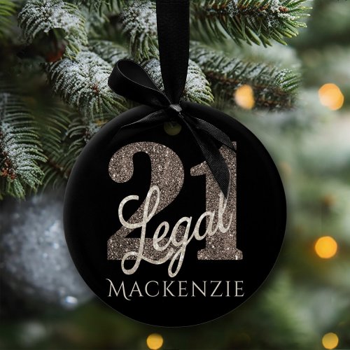 21 and Legal  Taupe 21st Birthday Keepsake Ceramic Ornament