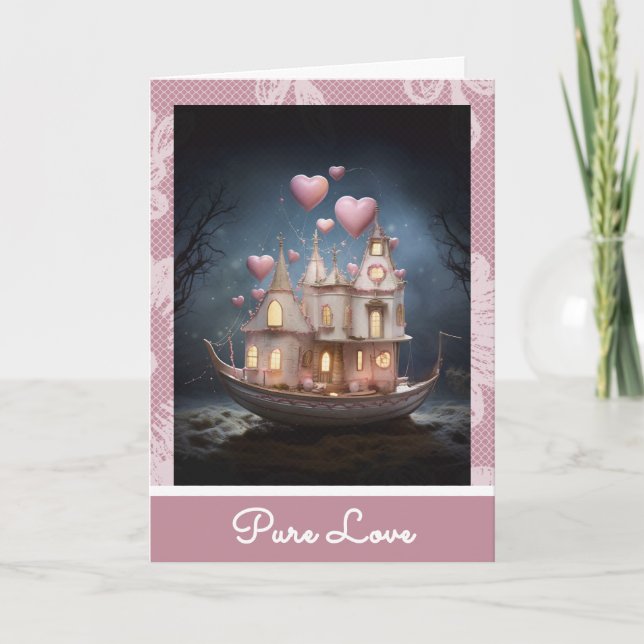 *~*  21 AP51  Love Boat Hearts Romantic Valentine  Holiday Card (Front)