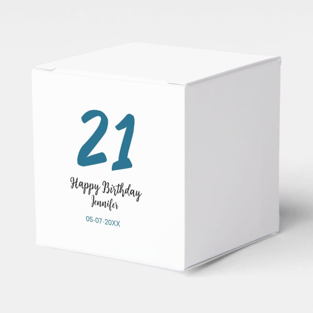 21 birthday bold blue letter simple minimal favor boxes (Front Side)