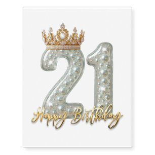 21 birthday gold with pearls luxury temporary tattoos
