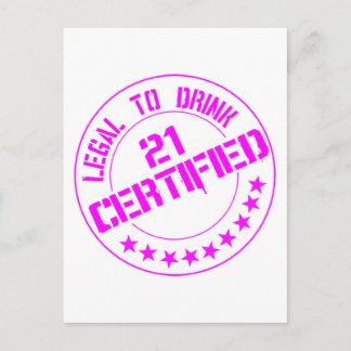 21 Birthday Item Certified Now 21-pink Postcard