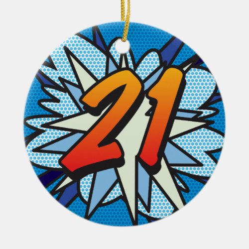 21 Birthday Photo Fun Retro Comic Book Ceramic Ornament