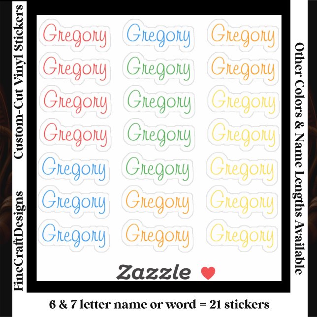 21 Custom Modern 6/7 Letters Name Word Bright Sticker (Creator Uploaded)