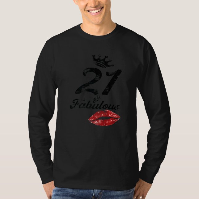 21 Fabulous Party Crew Drinking Beer  21st Years H T-Shirt (Front)