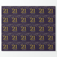 21 Glitter Gold Birthday Wrapping Paper