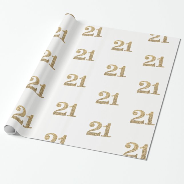 21 GOLD GLITTER NUMBER glamorous sparkly birthday Wrapping Paper (Unrolled)