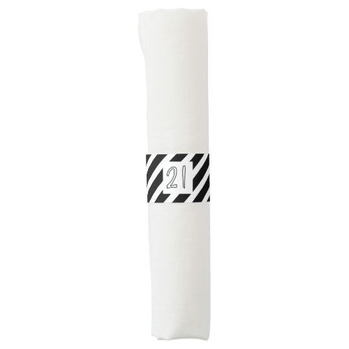 21 Happy 21st Birthday Men Black  White Stripes Napkin Bands