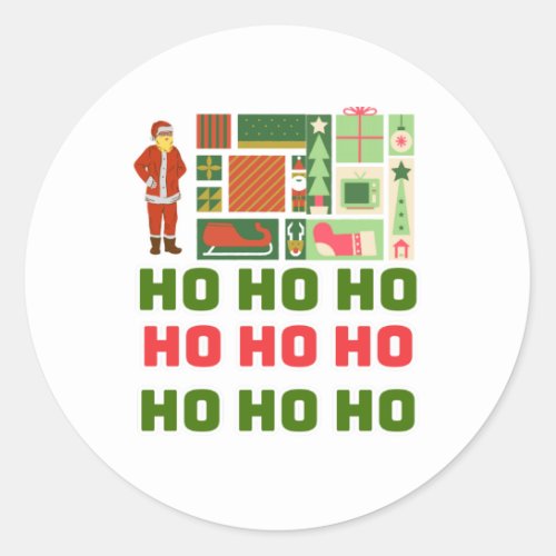 21Ho Ho Ho Santa claus laugh face merry Christmas Classic Round Sticker