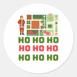 21.Ho Ho Ho Santa claus laugh face merry Christmas Classic Round Sticker