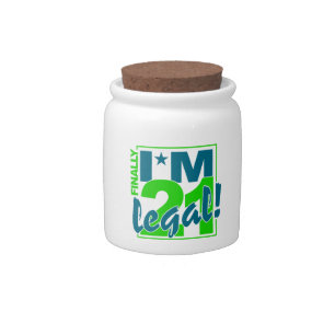 21 & LEGAL candy jar