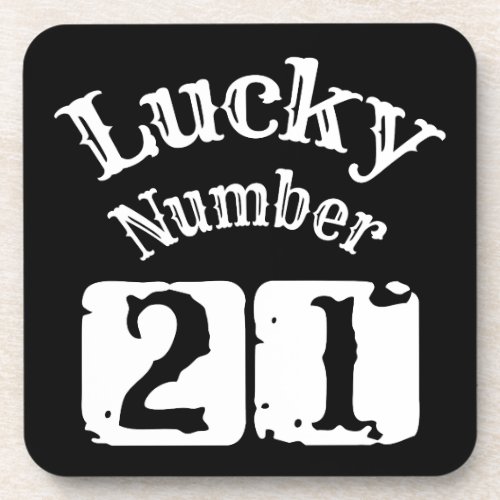 21 _ Lucky Number 21 Luck Beverage Coaster