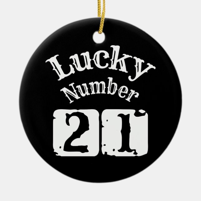 21 - Lucky Number 21 Luck Ceramic Ornament (Front)