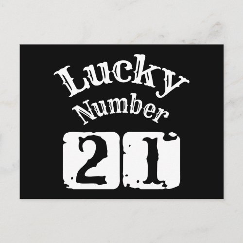 21 _ Lucky Number 21 Luck Postcard