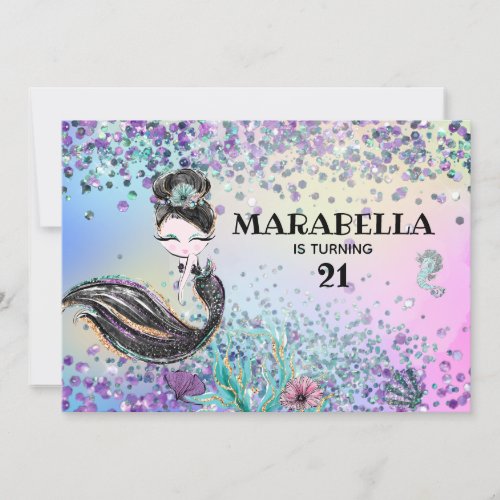  21 Luxe Rainbow _ Mermaid Birthday Party Invitation