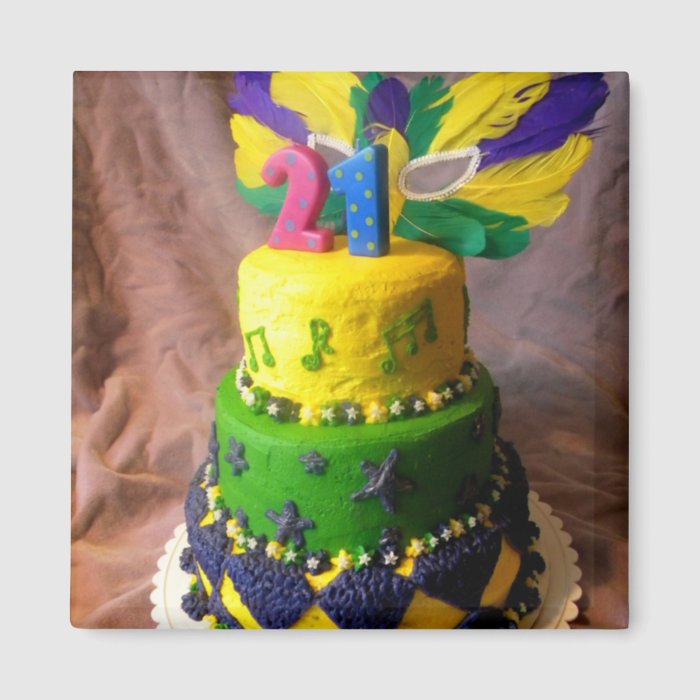 21 Mardi Gras Cake Fridge Magnet