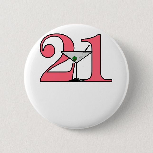 "21" Martini design Button (Front)