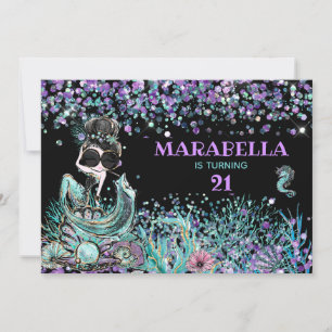 *~*  21 Mermaid GLAM LUXE Under the Sea Birthday Invitation