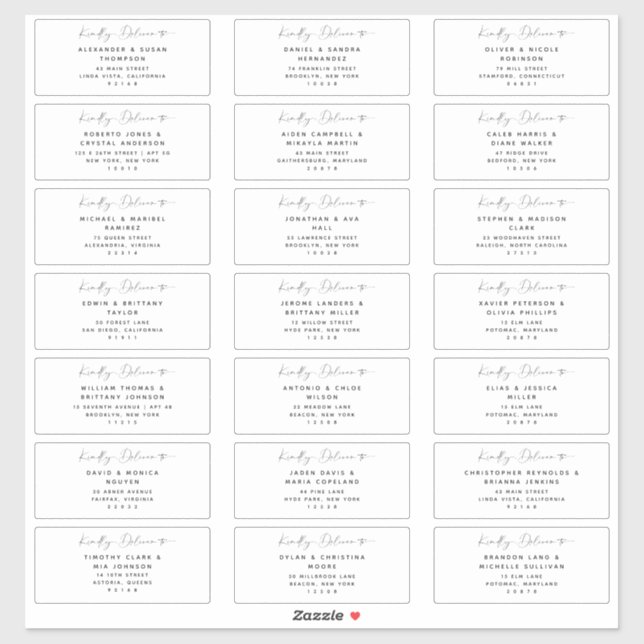 21 Modern Wedding Guest Address Labels (Sheet)
