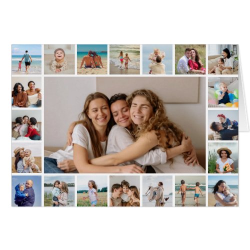 21 Photo Collage Editable Color Greeting Card