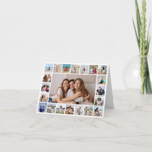 21 Photo Collage Editable Color Greeting Card