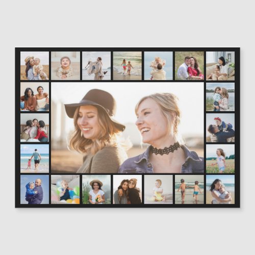 21 Photo Collage Editable Color Magnetic Card