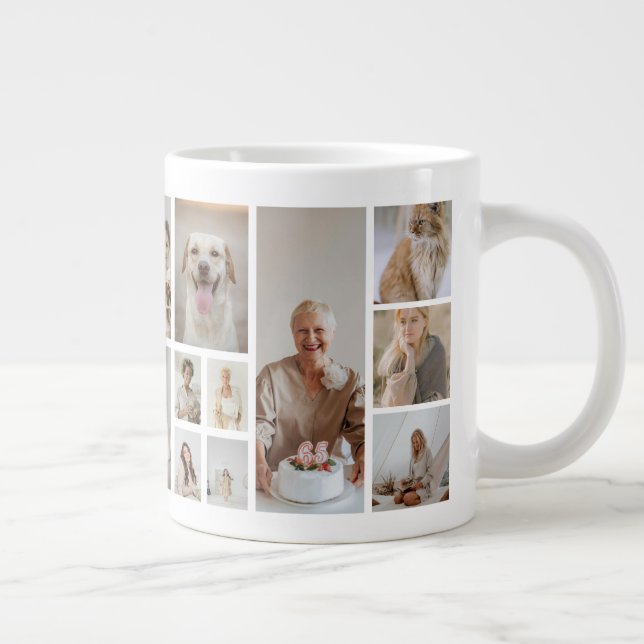 21 Photo Collage Family Personalized Giant Coffee Mug (Right)