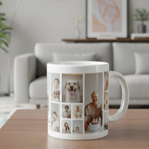 21 Photo Collage Family Personalized Giant Coffee Mug