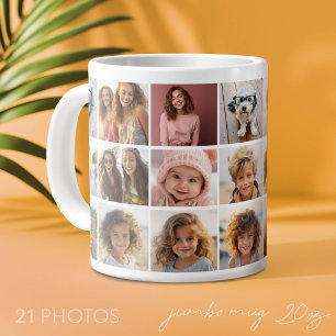 21 Photo Collage Grid - gallery - white Giant Coffee Mug