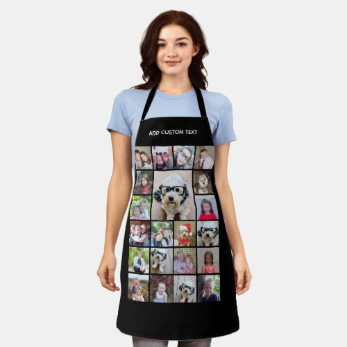 21 Photo Collage Grid with Name black Apron
