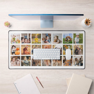 21 Photo Gallery Personalized White Desk Mat