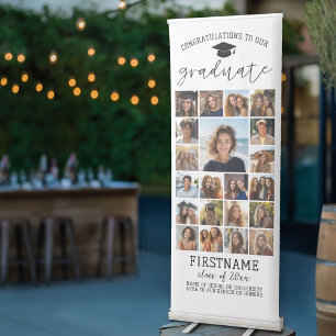 21 Photo - Graduation Modern Minimal White Retractable Banner