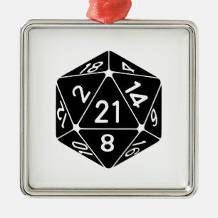 21 Sided 21st Birthday D20 Fantasy Gamer Die Metal Ornament