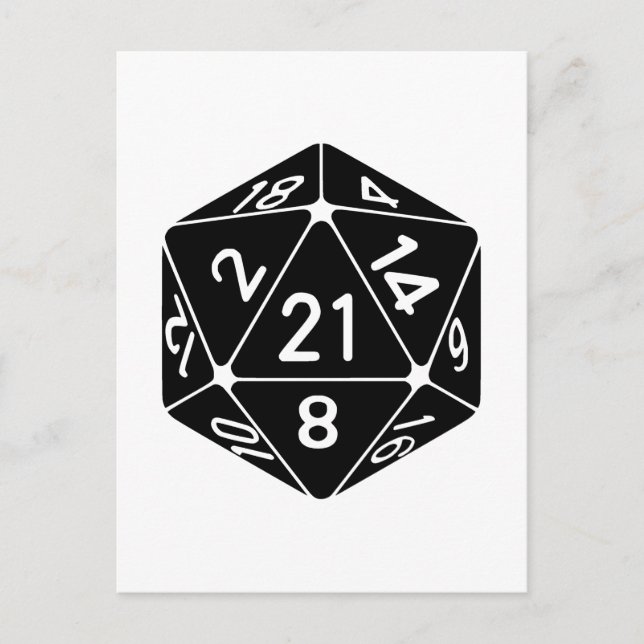 21 Sided 21st Birthday D20 Fantasy Gamer Die Postcard (Front)