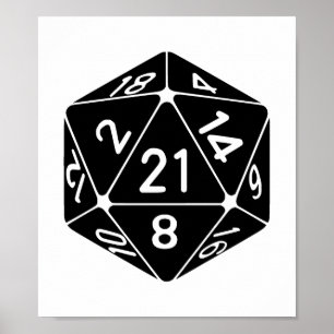 21 Sided 21st Birthday D20 Fantasy Gamer Die Poster