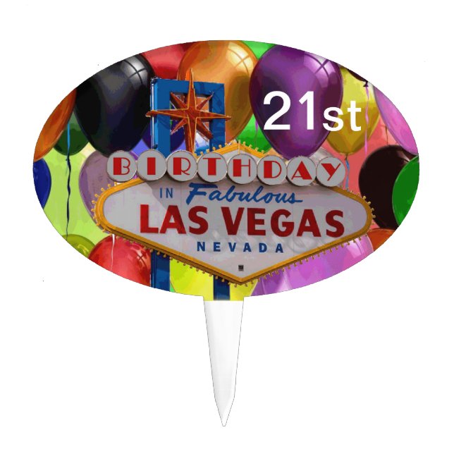 21 st Birthday In Las Vegas Cake Pick (Front)