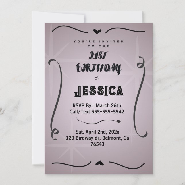21 st Birthday Personalized Digital Invitation (Front)