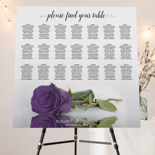 21 Table Amethyst Purple Rose Seating Chart Foam Board